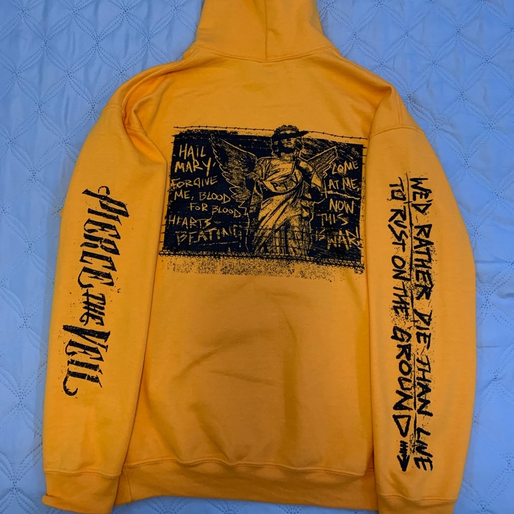 Vintage Pierce The Veil merchandise yellow hoodie.